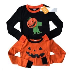 Two Gymboree Halloween Pajama Tops Pumpkin Cotton Youth 7